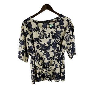 Stitch Fix West Kei Julianne Tie Front Blouse Medium Beige Black New